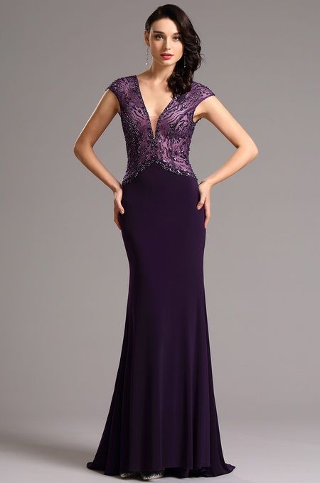 fialové šaty-dlouhé šaty-plesové šaty-úzké šaty-šaty velikost 44