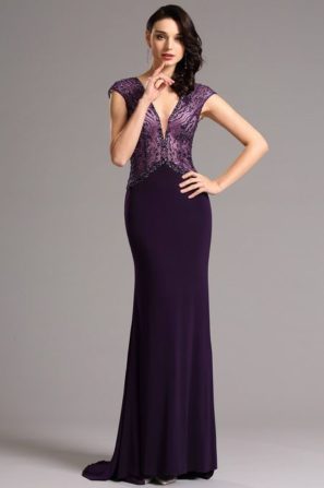 fialové šaty-dlouhé šaty-plesové šaty-úzké šaty-šaty velikost 44