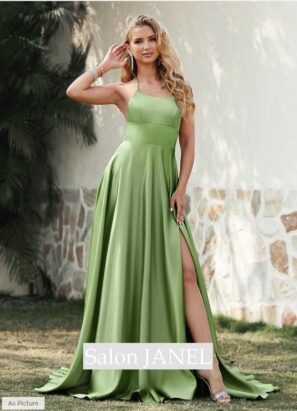 zelené šaty-zelené dlouhé šaty-šaty s holými zády-zelené saténové šaty